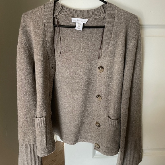 House of Harlow 1960 Sweaters - Soft Taupe Knit Button Cardigan